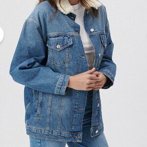 Mavi Jeans Levis Trucker Denim Jacket with Sherpa Lining Size M vintage look